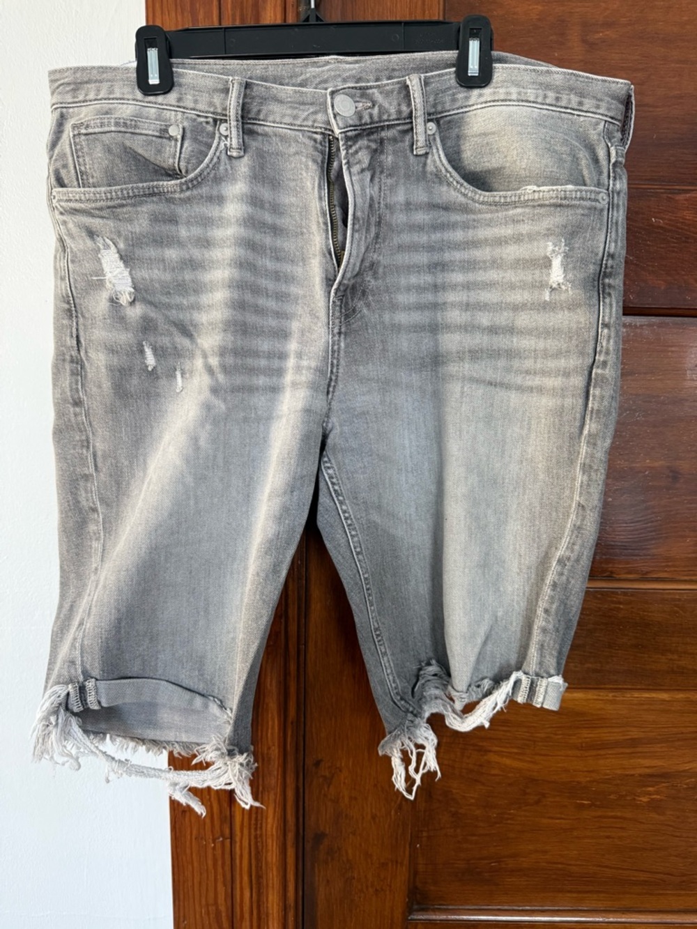 H&M Grey Distressed Denim Cutoff Shorts